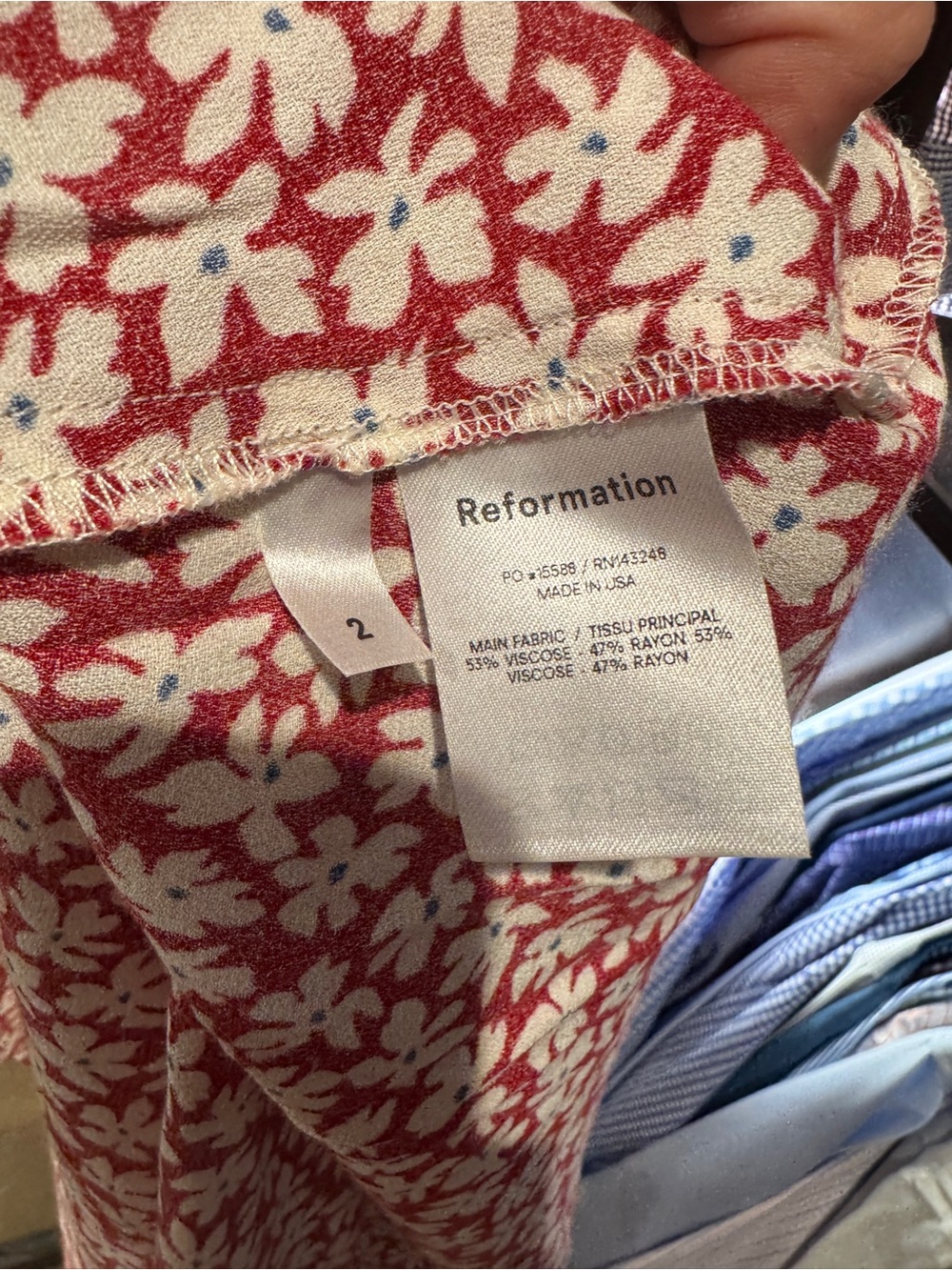 Reformation Red Floral Dress Size 2 - Picture 5 of 6